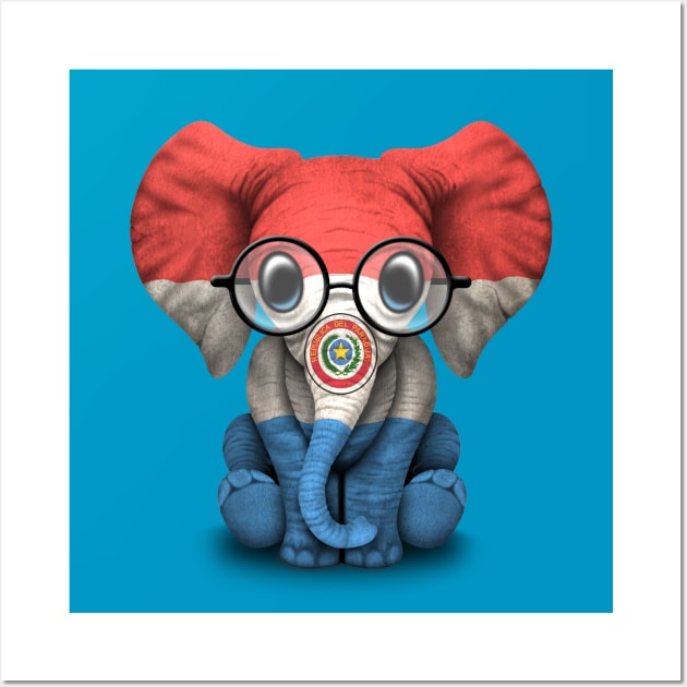Baby Elephant with Glasses and Paraguay Flag Wall Art by jeffbartels
